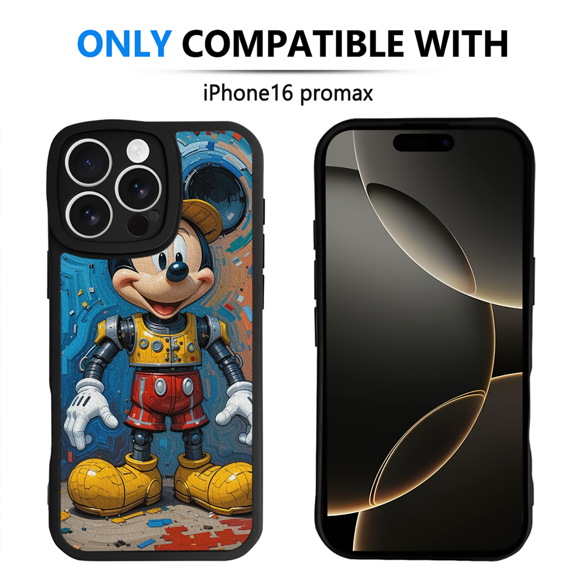 （画像用） ミッキーマウス Mickey Mouse 【iPhone 16シリーズ対応】シリコンスマホケース（レザー調） 材質：シリコン